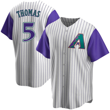 Alek Thomas Men's Replica Arizona Diamondbacks Cream/Purple Alternate Cooperstown Collection Jersey