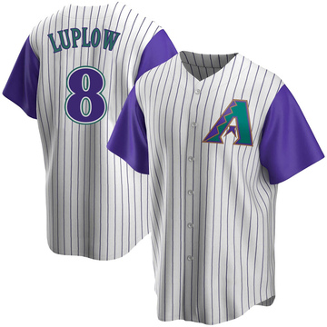 Jordan Luplow Men's Replica Arizona Diamondbacks Cream/Purple Alternate Cooperstown Collection Jersey