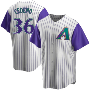 Leandro Arturo Cedeno Youth Replica Arizona Diamondbacks Cream/Purple Alternate Cooperstown Collection Jersey