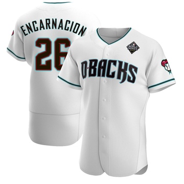 Lorenzo Encarnacion Men's Authentic Arizona Diamondbacks White Teal Alternate 2023 World Series Jersey