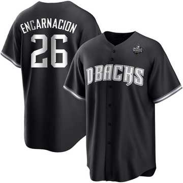 Lorenzo Encarnacion Men's Replica Arizona Diamondbacks White Black 2023 World Series Jersey
