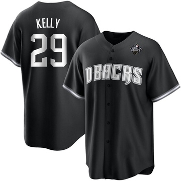 Merrill Kelly Men's Replica Arizona Diamondbacks White Black 2023 World Series Jersey