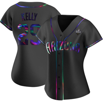 Merrill Kelly Women's Authentic Arizona Diamondbacks Black Holographic Alternate 2023 World Series Jersey