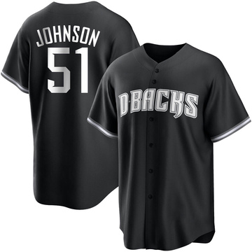 Randy Johnson Men's Replica Arizona Diamondbacks Black/White Jersey